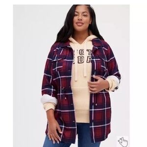 TORRID Red and Blue Plaid Shacket - size 4